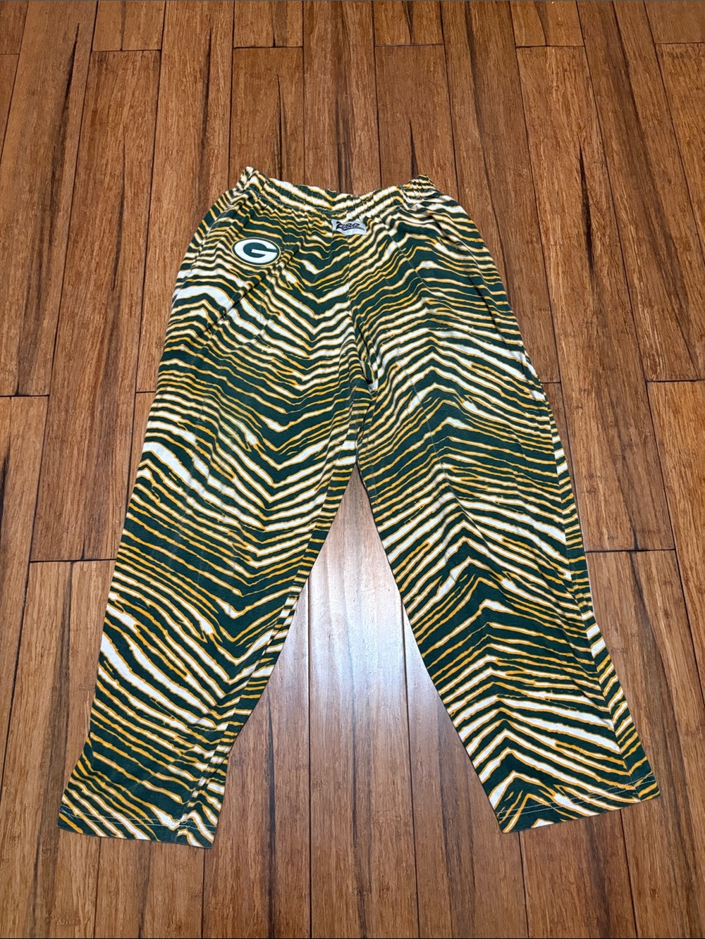 Zubaz Zebra Sweatpants Pajamas Green Yellow Gold Size Medium NFL Football